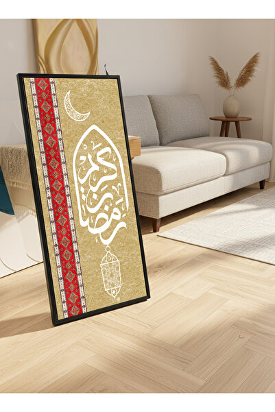 LOWHA لوحة جدارية قماشية على إطار خشبي بإطار أسود عائم وحامل خلفي، تحمل تصميم...