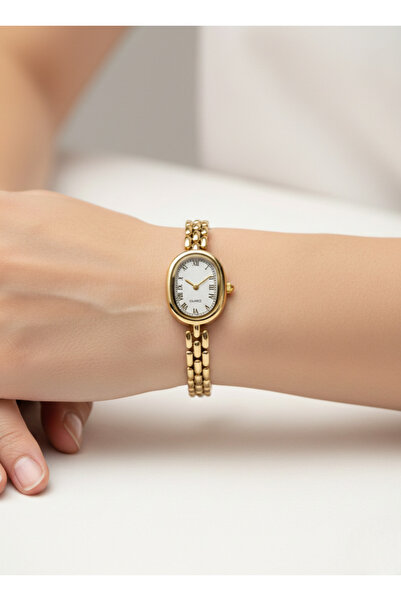 İnogge Arbume Kadın Oval Kasa Minimal İnce Kordonlu Gold Kadın Kol Saati