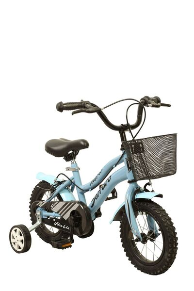 Serraro 12 jant bisiklet mavi ve demir sepet çocuk bisikleti destek tekerli