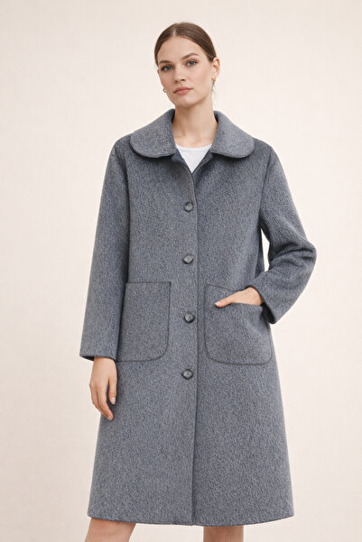 Kirazgym Women's Coat with Buttons and Pockets - Smoked