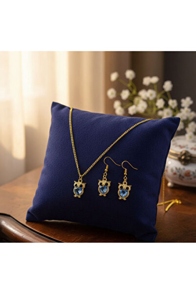 Shiklik 2-Piece Gold Color Stone Zircon Owl Bird Model Jewelry Set - 60 cm Ne...
