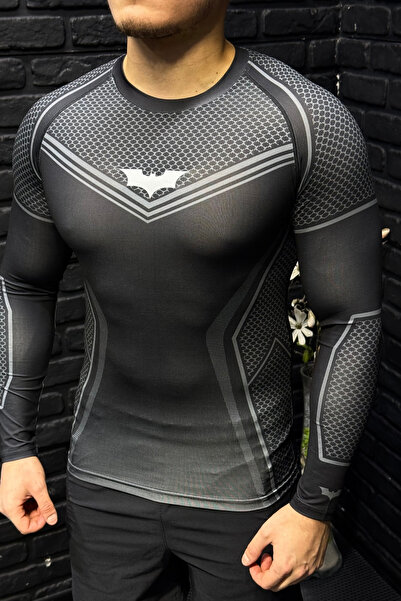 YHM ARMOURFIT Uzun Kollu Compression Erkek Body Spor, Fitness siyah