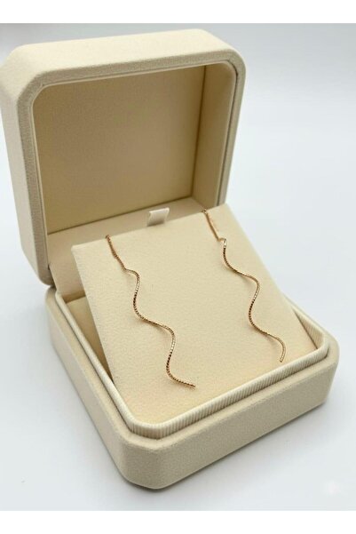 Universal Altın Kaplama Burgu Geçirmeli Küpe - Minimalist Sallantılı Zincir K...