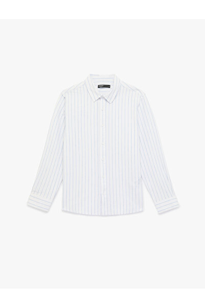 Koton Regular Fit Button down Shirt Collar Cotton Long Sleeve Shirt