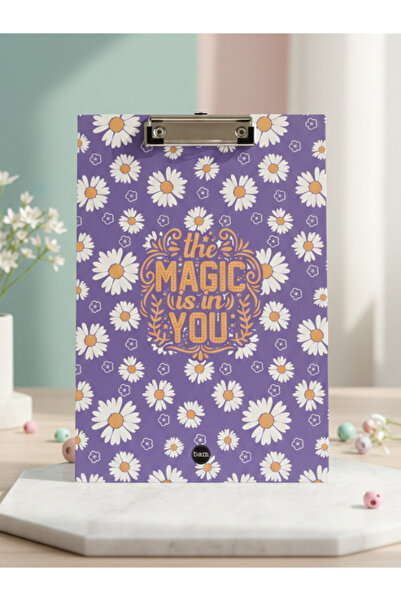 Bam Daisy Patterned Purple Secretary's Notebook A4 Size