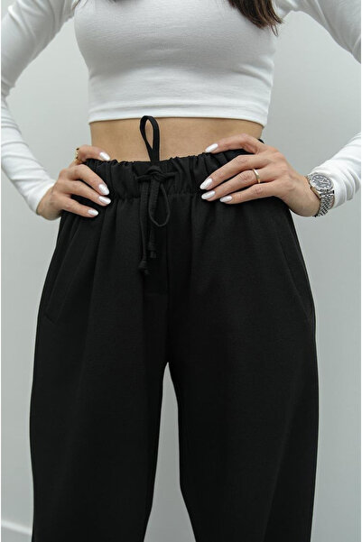 My Blog Black Elastic Waist Pants - 7012