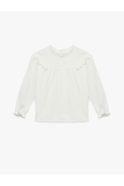 Koton Bluză cu mânecă lungă, cu guler înalt și detaliu cu volane