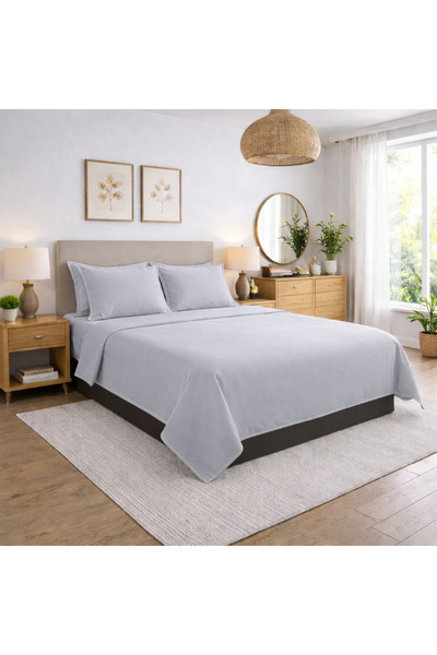 OEMN King-Size bed linen, 100% cotton Ranforce fabric, grey