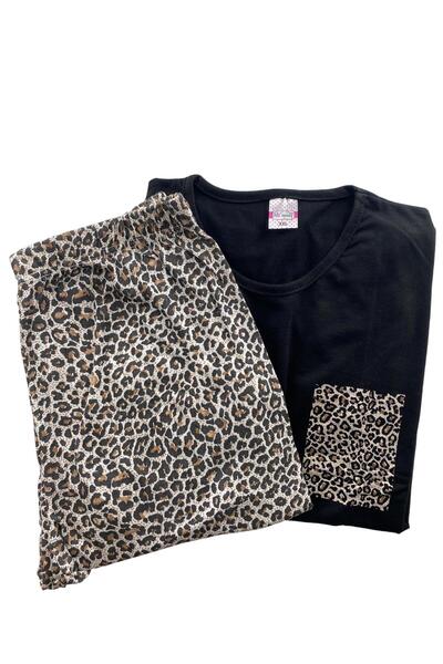 DoDe Flora Women's Leopard Patterned Short Sleeve Pajama Set - 5791 - Stl Moda