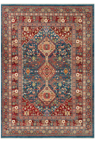 Cool Halı Anka Mavi Kırmızı Etnik Vintage Anadolu Bohem Rustik Yumuşak Klasik...