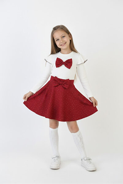 MODANINO Rochie din 2 piese pentru fete, fustă decorată cu pietre + bluză cu ...