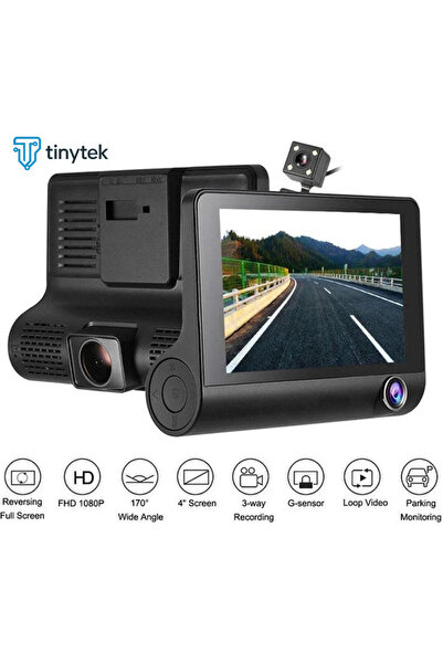 Universal 4'' Ekranlı 3 Kameralı Araç İçi DVR | 1080P, Ön-İç-Arka, Gece Görüş...