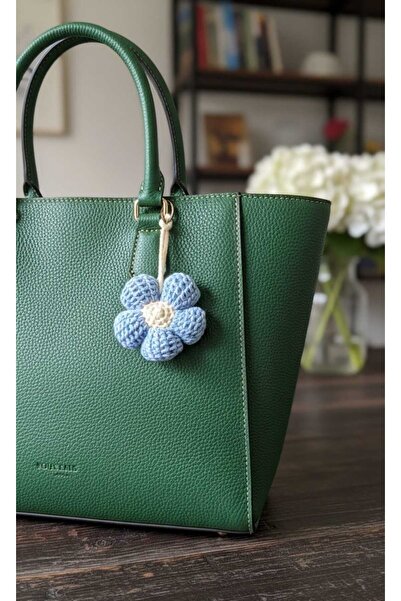 THE CACTUS El Yapımı Örgü Çiçek Detaylı Çanta Charmı