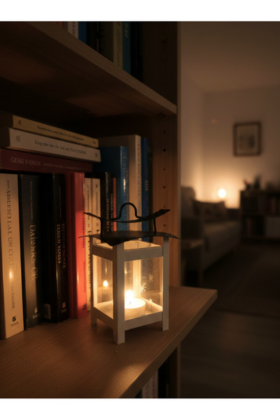 Artepieza co. Japon Pagoda Siyah Beyaz Dekoratif Metal Fener Mumluk- Dekorati...