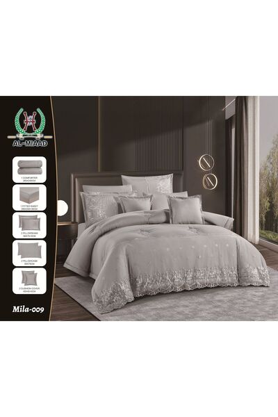 ALMIAAD لحاف نفرين عرائسي دانتيل صيفي -مفرش سرير عرائسي مزدوج 240*260-طقم 8 قطع