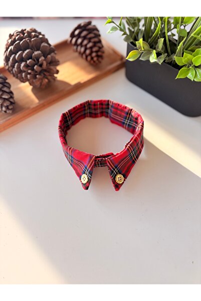 Minikpaw aksesuar Plaid Cat and Small Breed Dog Shirt Collar