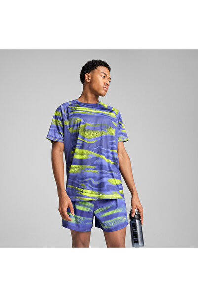 Puma Mens VELOCITY All-Over Print Running T-Shirt - Blue