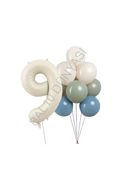 BEST PARTİ Cream Numbers and Balloons Set Age-9