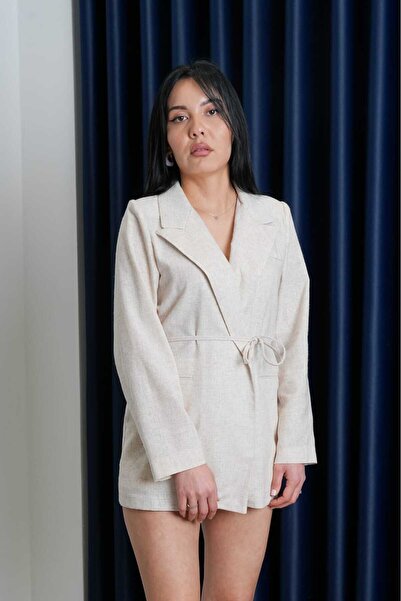 Bebece Bej renkli keten ceket