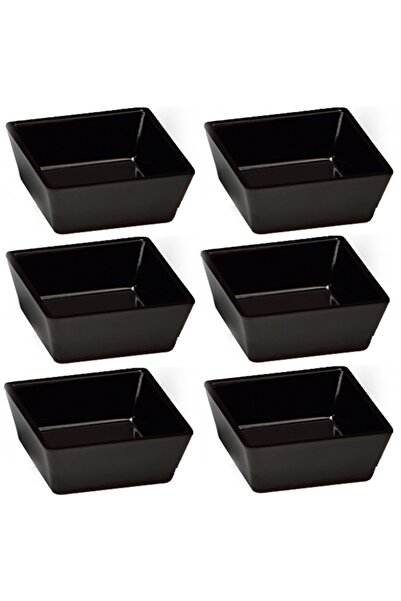 Culinaro Комплект от 6 квадратни меламинови купи, черни, 9x9x3.5 см