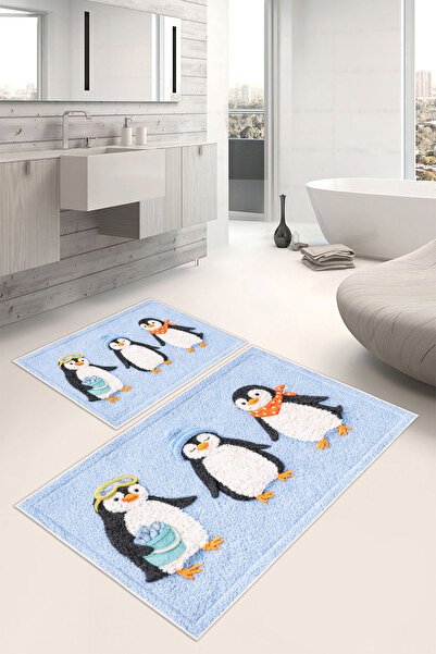 Pelura Halı سجادة حمام منقوشة بطباعة رقمية قابلة للغسل من بينجوين، مكونة من ق...