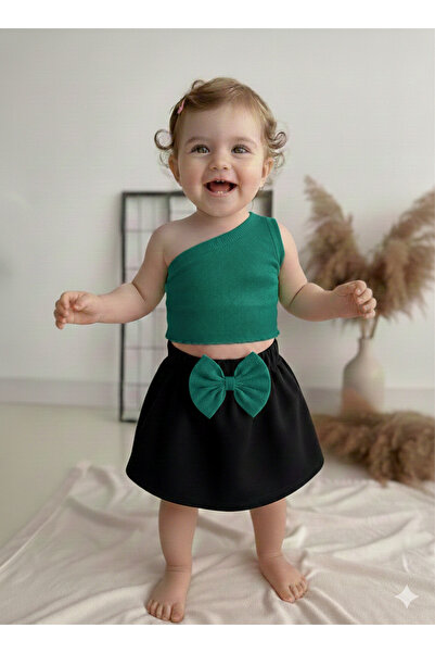 BAHNUR Baby Children's Single Sleeve Crop Skirt Set Summer Suit