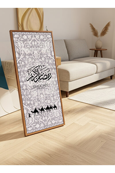 LOWHA لوحة جدارية قماشية على إطار خشبي بإطار عائم بلون الخشب وحامل خلفي، تتمي...