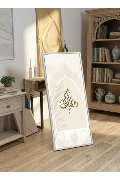 LOWHA لوحة جدارية قماشية على إطار خشبي بإطار أبيض عائم وحامل خلفي، تحمل تصميم...