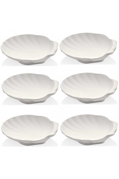 Raki Set of 6 melamine bowls oyster shape 80ml. 10.5x10.5x2.7cm