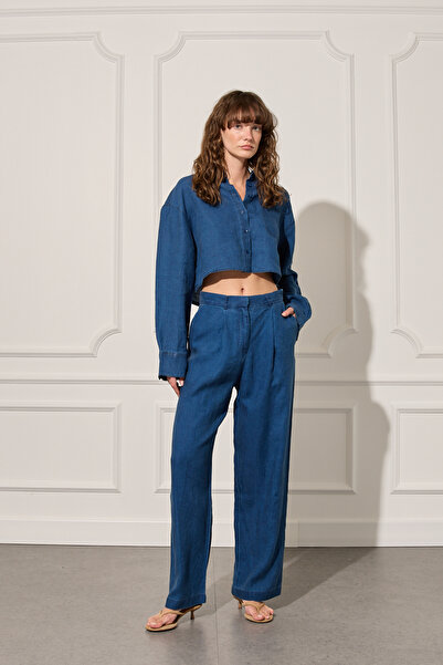 Beyyoglu %100 Keten Wide Leg Pantolon
