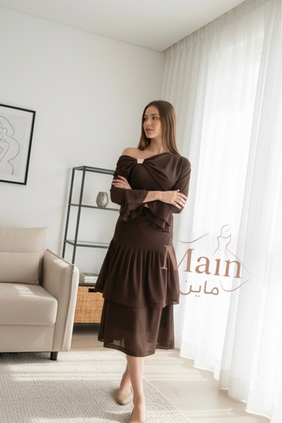 MAIN DRESS Lulian's soft brown midi dress