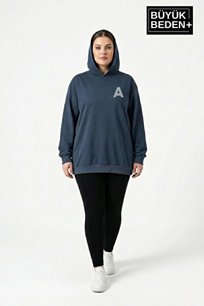 Superlife Women's Large Size Hooded a Printed Thin Swatshirt Spr26Bswk957-12