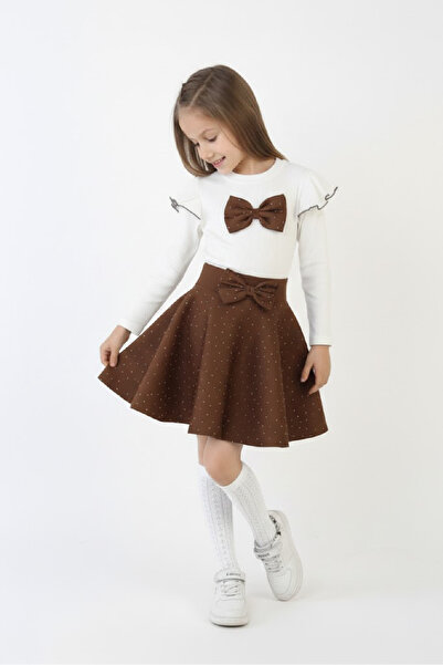 MODANINO Girl's 2-Piece Dress Stone Decorated Skirt + Shoulder Detail Blouse ...