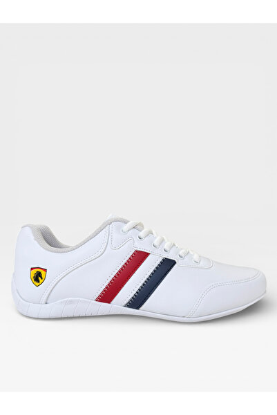 Liger Yanı Şeritli İnce Taban Rahat Kalıp Günlük Erkek Spor Ayakkabı BEYAZ - ...