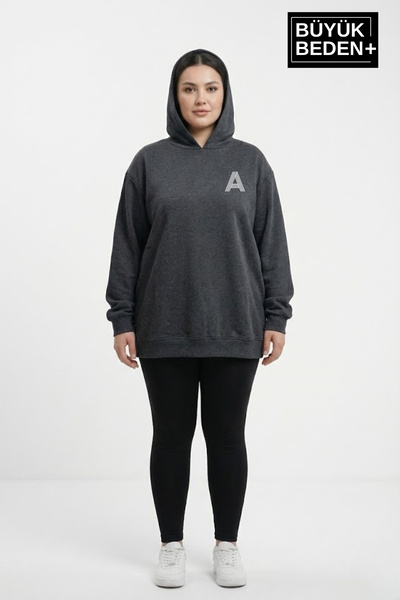 Superlife Women's Large Size Hooded a Printed Thin Swatshirt Spr26Bswk957-12