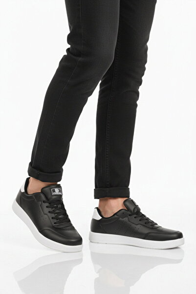 WALKWAY Black White Large Size Lace-Up Leather Men's Sports Shoes 158 m