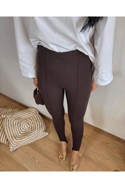 Melissatelier High Waist Nostalgia Women's Tights with Elastic at the Waist Brown