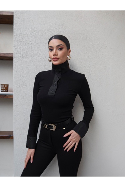 ESRAHELVACI Snap Detail Ribbed Blouse