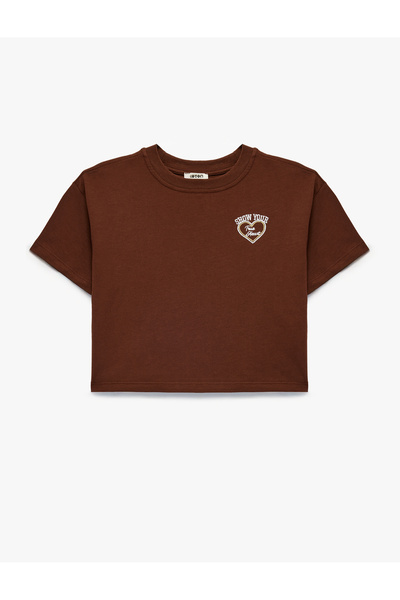 Koton Βαμβακερό κοντομάνικο μπλουζάκι με λαιμόκοψη με στάμπα στην πλάτη