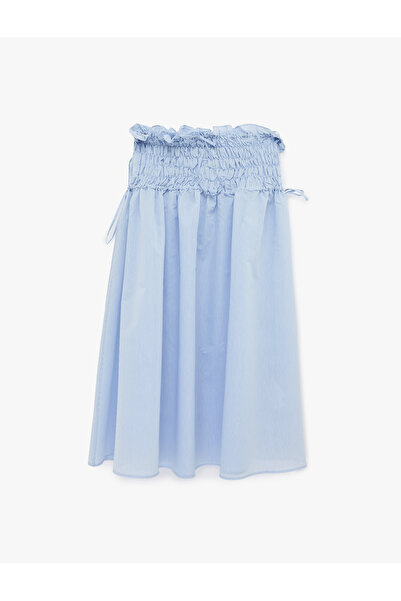 Koton Fusta midi din poplin cu dungi, cu detalii din bumbac și șireturi pe la...