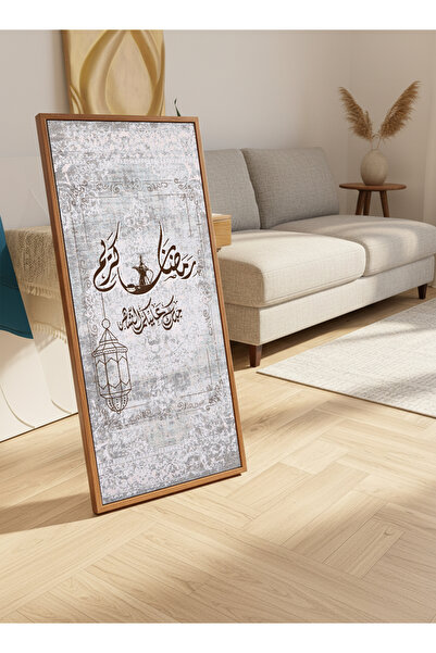 LOWHA لوحة جدارية قماشية على إطار خشبي بإطار عائم بلون الخشب وحامل خلفي، تتمي...