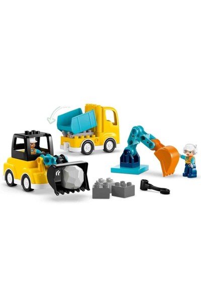 TRENDYPAZARS 10475 Duplo 3ü1 arada İnşaat Araçları 22 parça +2 yaş