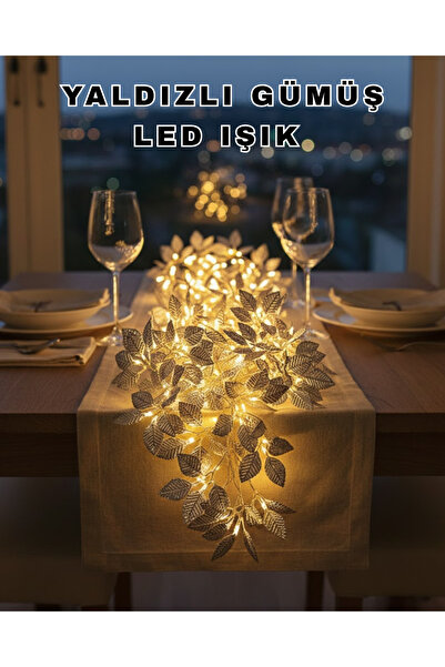 Genel Markalar ASTRALTECH Yaprak Şekilli Gümüş LED Işık Pilli Dekoratif Aydın...