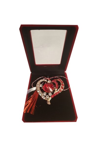 OEM Broșă în formă de inimă cu pietre în cutie de catifea