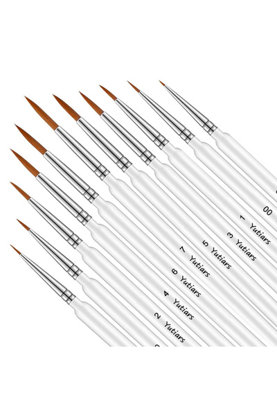 choice2 11 قطعة من فرش الطلاء البيضاء المصغرة (10/11 قطعة)، مجموعة فرش طلاء ب...