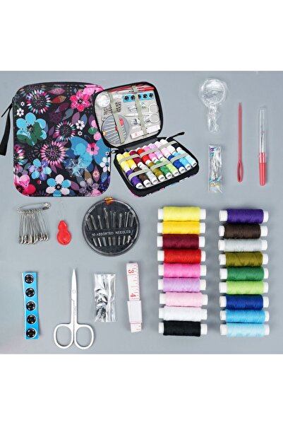 iğne izi 29+ Parça Çantalı Dik iş Seti - Full Aksesuarlı Taşınabilir Dikiş Ku...