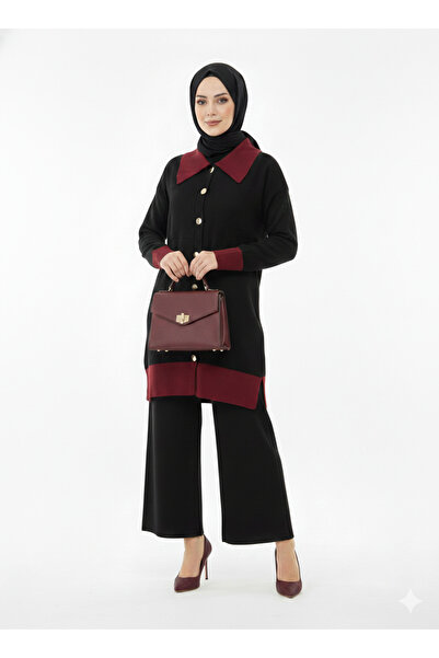 Balgüneş Tekstil Kadın Şık Triko İkili Takım – Düğmeli Tunik & Pantolon