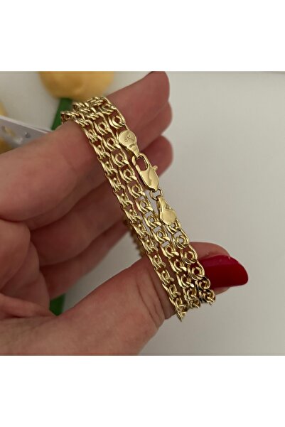 XUPING JEWELRY Xuping 14K Renginde Gül Model Geçmeli Kalın Zincir Kolye 60cm