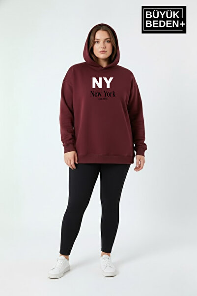 Superlife Women's Plus Size Hooded Ny Newyork Printed Thin Swatshirt Spr26Bsw...