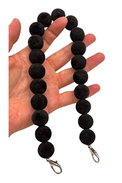 angel çanta aksesuar 40 cm Velvet Black Color Bag Handle with Hook Silver Metal